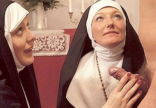 two nuns giving a handjob and waiting for their facial bukkake