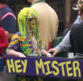 parade watcher at Mardi Gras