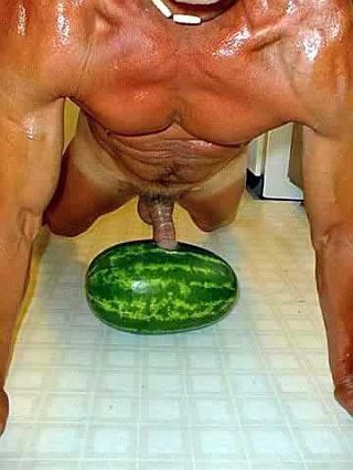 the sex watermelon gets drilled by a big muscular guy
