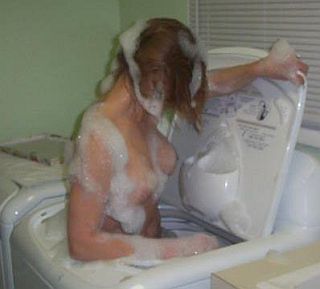 sudsy girl in a washing machine