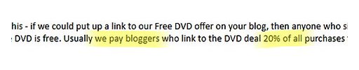 20 percent affiliate share for DVD offer