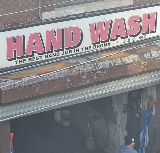 best hand job sign on an auto detail car wash shop