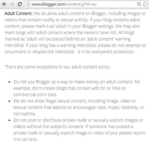 blogger adult policy on commercial porn 5:30ish AM 02-27-2015