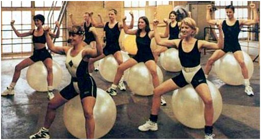 ass bubbles dance class on yoga balls looks like they swallowed their gum