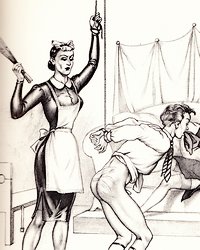 maid spanks bound man