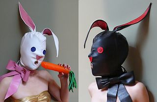 leather bunny hoods