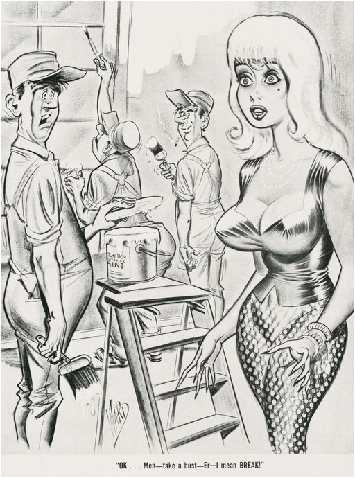 bill ward cartoon about being distracted by breasts and tits