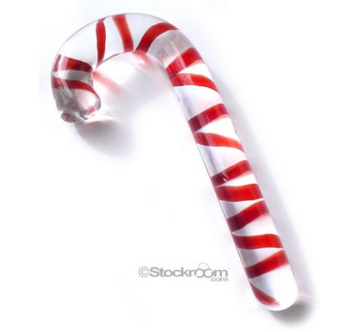 candy cane Pyrex glass insertible sex toy dildo stocking stuffer