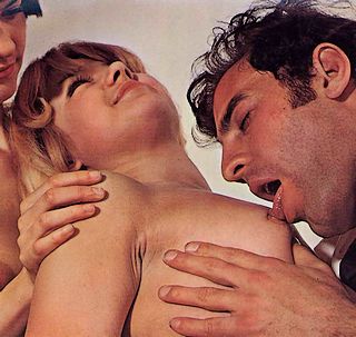 two guys, one girl, one well-licked nipple