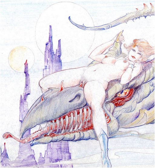 naked lady dragon rider by leone frollo