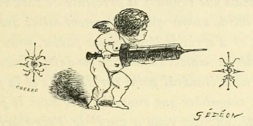 clyster at the charge: enema putto cherub advances grimly with his enema syringe lowered like a lance