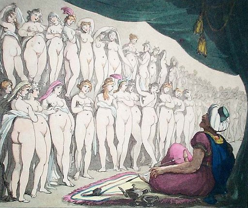 Thomas Rowlandson harem scene with fapping