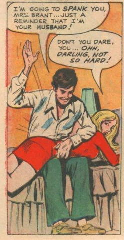 comic book spanking -- man spanks his wife