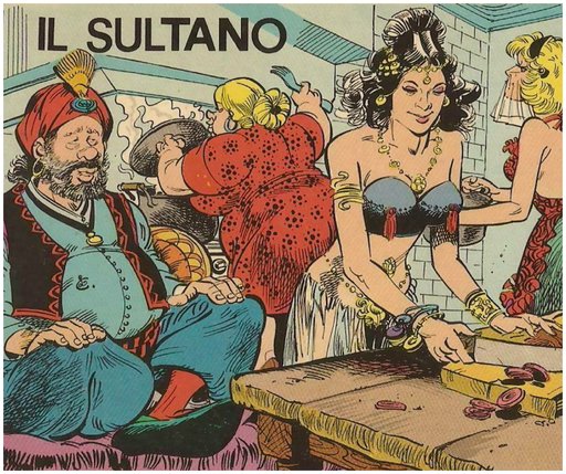 sultan watches contentedly as three women slave away in his kitchen harem
