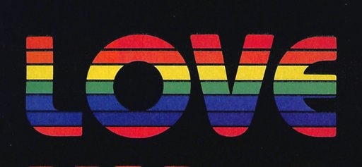 LOVE spelled out in trippy 1970s rainbow colors