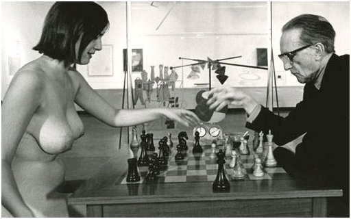 a naked game of chess with Marcel Duchamp