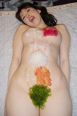 nude woman sushi platter