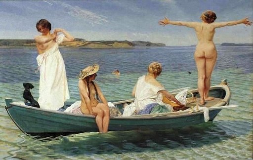 nude women bathing as painted by Harald Slott-MÃ¸ller