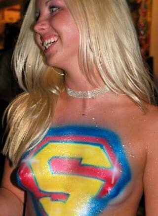 supercute supergirl in body paint