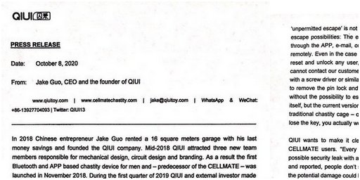 quiu cellmate press release and apology