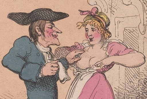 quaker fondling breasts outside a brothel