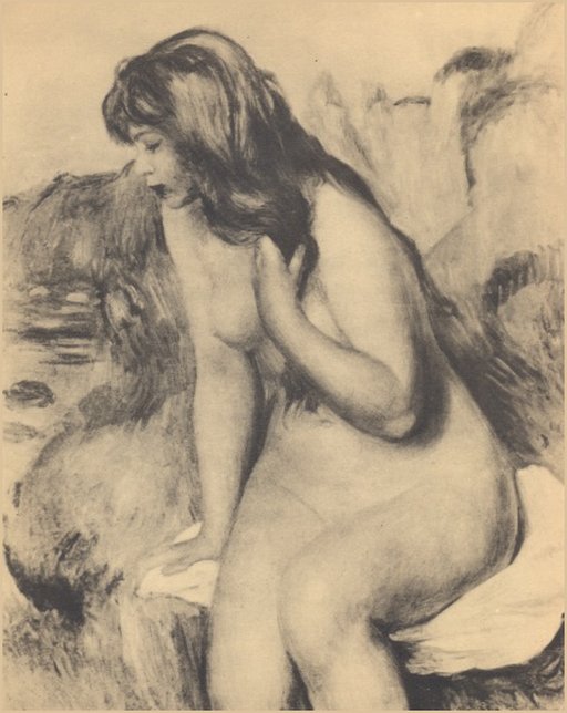 renoir nude naked print etching