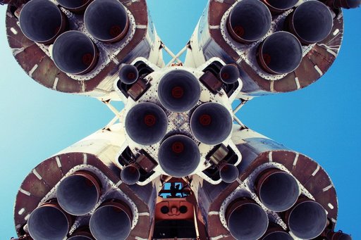 looking up the skirts of a bunch of rockets