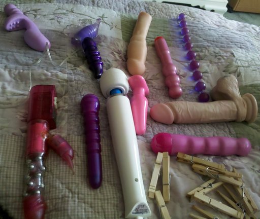 A Very Ticklish and Horny Girl posted this picture of her sex toy collectio...