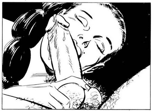 comic book blowjob woman licks the side of his dick with great care