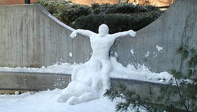 frosty the blowman -- snow sculpture gets a blowjob