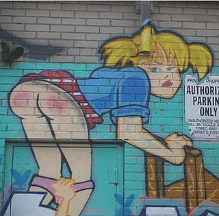 graffiti of spanked schoolgirl