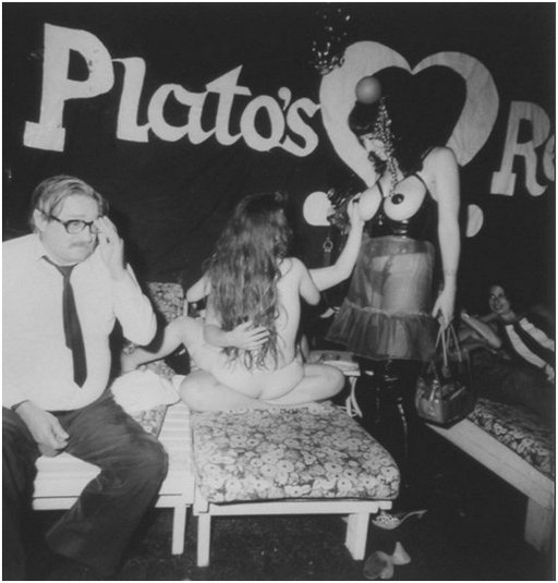 annie sprinkle at Plato's Retreat swingers club manhattan by toby old photographer