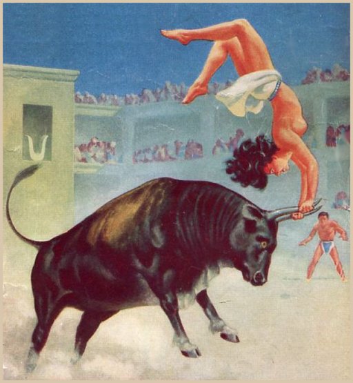 nude bull jumping