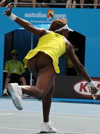 tennis star Venus Williams wearing almost invisible flesh-colored panties