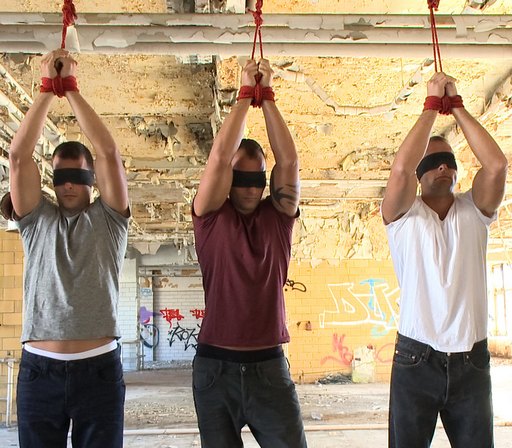 Visconti triplets tied up and blindfolded