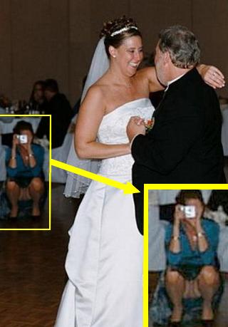 woman taking picture and accidentally displaying her pussy at a wedding