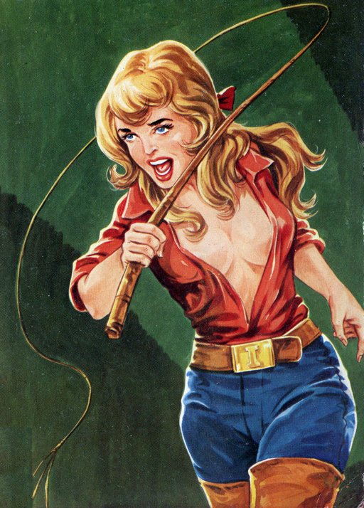 outraged woman with a bullwhip and a grudge