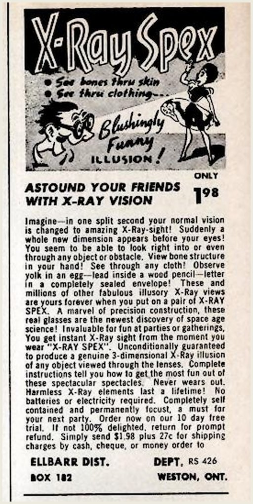x-ray spectacles advertisement