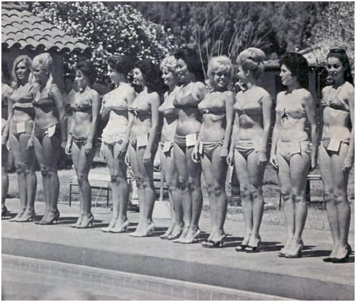 a 1960s bikini contest lineup