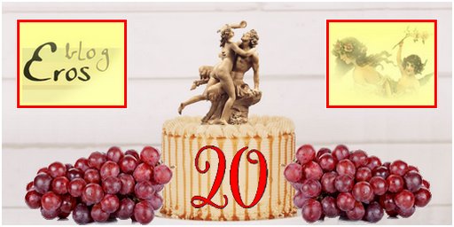 birthday cake graphic for twenty years of ErosBlog 20th