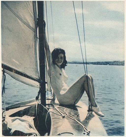 pretty nude on a fancy sailboat