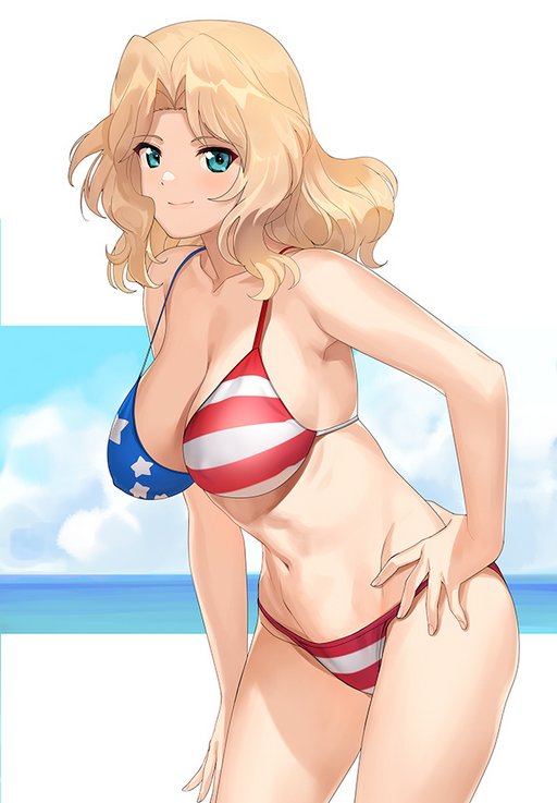 4th of July American flag bikini blonde