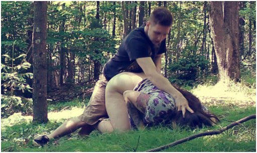 bent over for sex in the forest