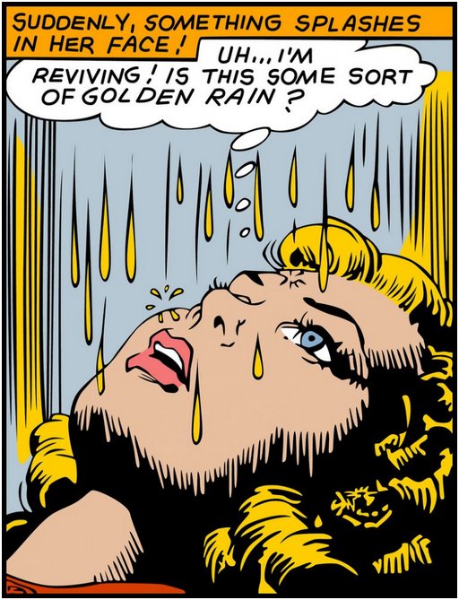 garish restoration, tracing, re-inking of supergirl golden shower panel