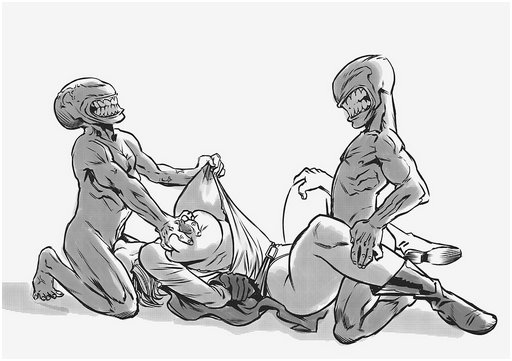 superheroine getting fucked by two eyeless monsters at the same time