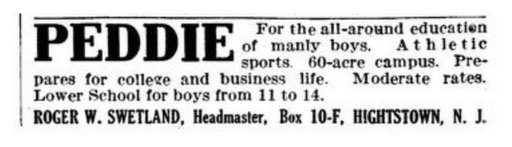 Peddie school advertisement for the all-around education of manly boys
