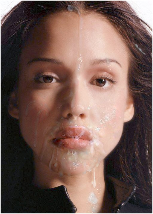 jessica alba with cum on her face after bukkake