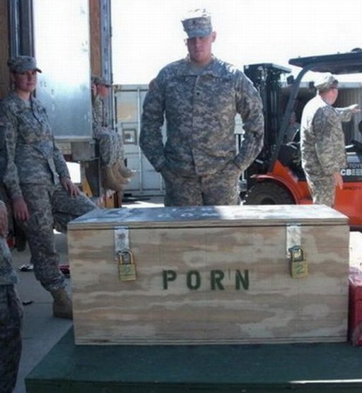 locked wooden crate full of army porn: Sir, the porn has been secured, sir!