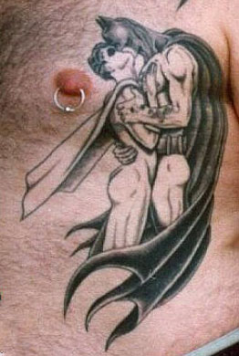 tattoo of batman and robin kissing without pants on