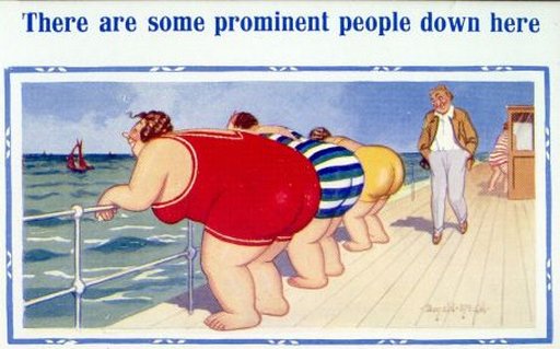 prominent people showing their prominent bums at the seaside
